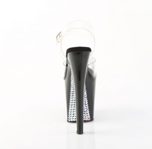 Product image of Pleaser XTREME-808SPRS Clr/Blk-Slv Multi 8 Inch Heel 4 Inch PF Ankle Strap Sandal w/ RS