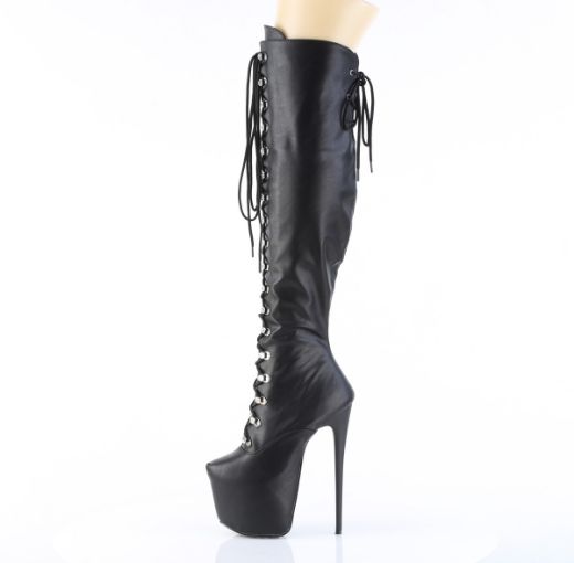 Product image of Pleaser JUBILANT-3012 Blk Str. Faux Leather 7 Inch Heel 3 Inch PF Lace-Up Front Over-The-Knee Boot Side Zip