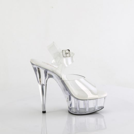 Product image of Pleaser DELIGHT-608VL Clr/Clr 6 Inch Heel 1 3/4 Inch PF Smooth Insole Ankle Strap Sandal