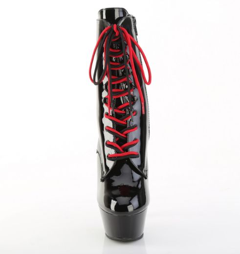 Product image of Pleaser KISS-1020-1 Blk/Blk **6 Inch Stiletto Heel Lace-Up PF Ankle Bt Side Zip