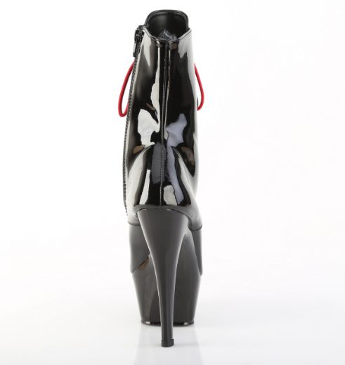 Product image of Pleaser KISS-1020-1 Blk/Blk **6 Inch Stiletto Heel Lace-Up PF Ankle Bt Side Zip