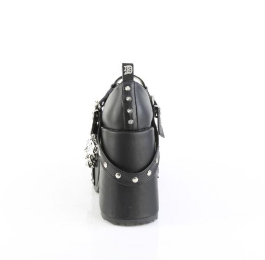 Product image of Demoniacult CAMEL-33 Blk Vegan Leather 5 Inch Chunky Heel 3 Inch Platform Eyelet T-Strap Maryjane