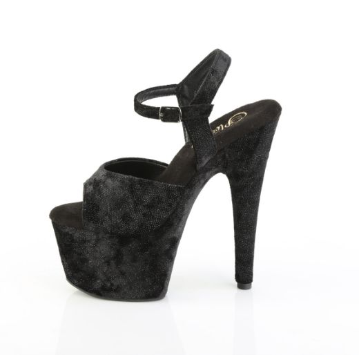 Product image of Pleaser ADORE-709WR Blk Shimmering Fabric/Blk 7 Inch Heel 2 3/4 Inch PF Ankle Strap Sandal