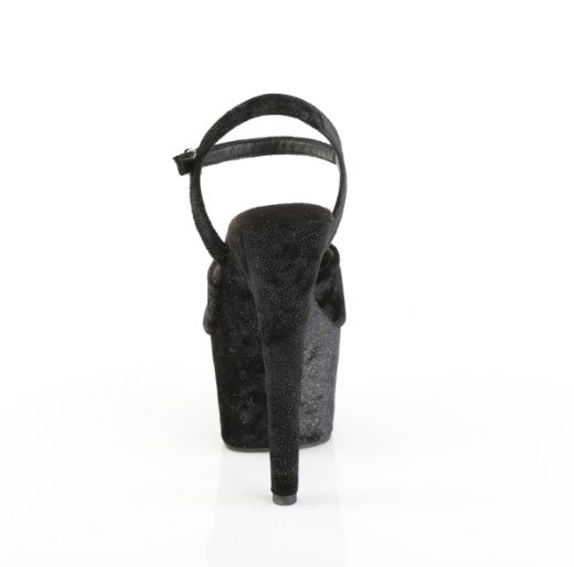 Product image of Pleaser ADORE-709WR Blk Shimmering Fabric/Blk 7 Inch Heel 2 3/4 Inch PF Ankle Strap Sandal