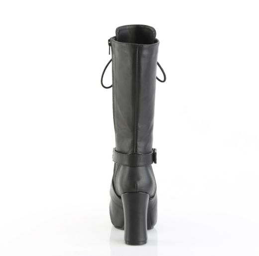 Product image of Demoniacult GOTHIKA-152 Blk Vegan Leather 3 3/4 Inch Heel 1 1/4 Inch PF Mid-Calf Boot Side Zip