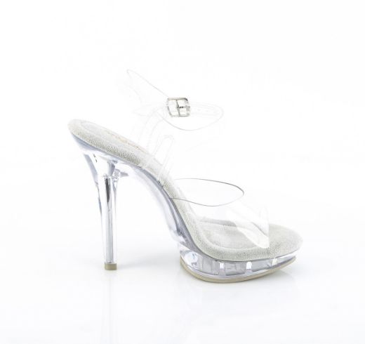 Product image of Fabulicious LIP-108 Clr/Clr 5 Inch Heel 3/4 Inch PF Ankle Strap Sandal
