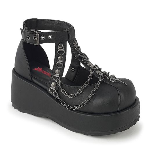 Product image of Demoniacult CUBBY-28 Blk Vegan Leather 2 3/4 Inch Platform Cage Shoe