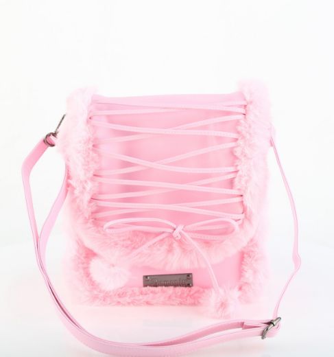Product image of Demoniacult HB-663 B. PINK VEGAN LEATHER-FAUX FUR *Faux Leather & Fur Crossbody 20x24x8 cm Bag