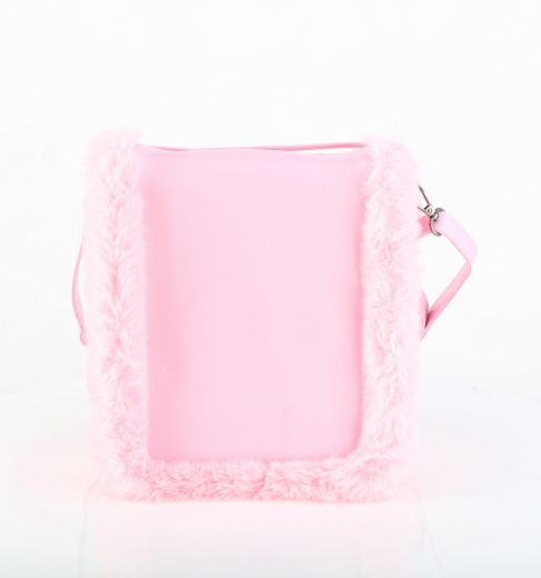 Product image of Demoniacult HB-663 B. PINK VEGAN LEATHER-FAUX FUR *Faux Leather & Fur Crossbody 20x24x8 cm Bag