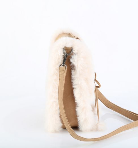 Product image of Demoniacult HB-663 CAMEL FAUX SUEDE-FAUX FUR *Faux Suede & Fur Crossbody 20x24x8 cm Bag