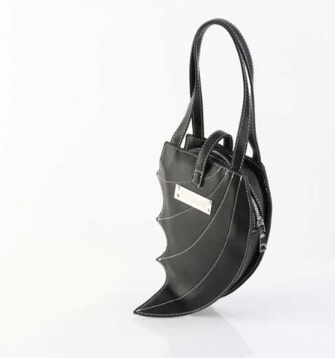 Product image of Demoniacult HB-215 Blk Vegan Leather Faux Leather Batwing Handbag 25x18x5 cm