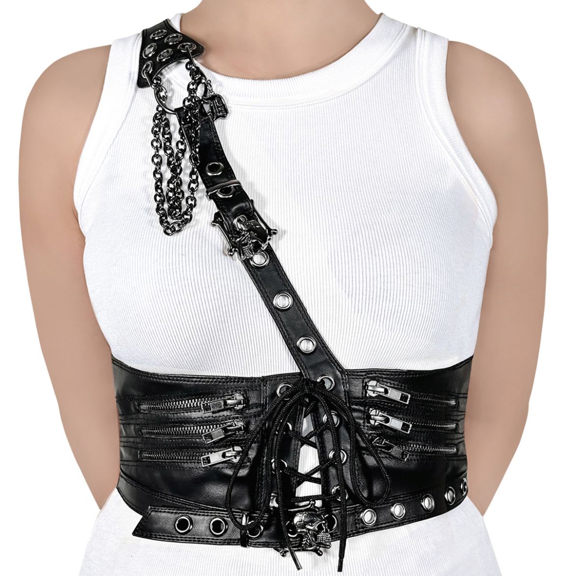 Product image of Demoniacult DA-105-SM Blk Str Faux Leather Faux Leather Waist Harness